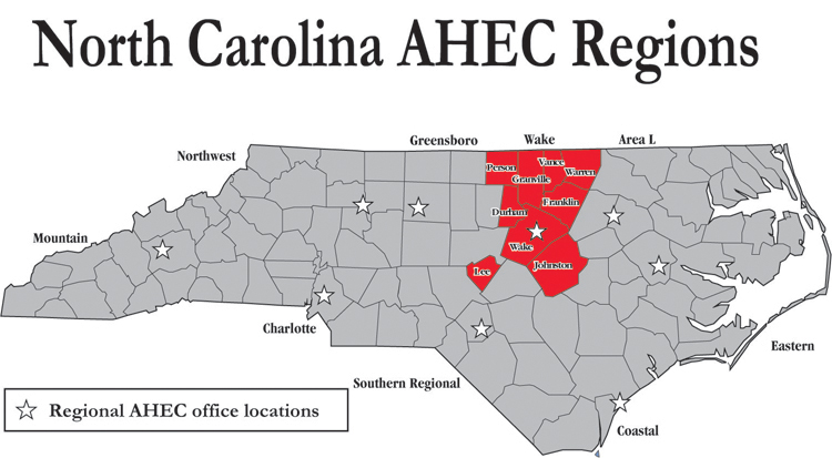 Wake AHEC service region map