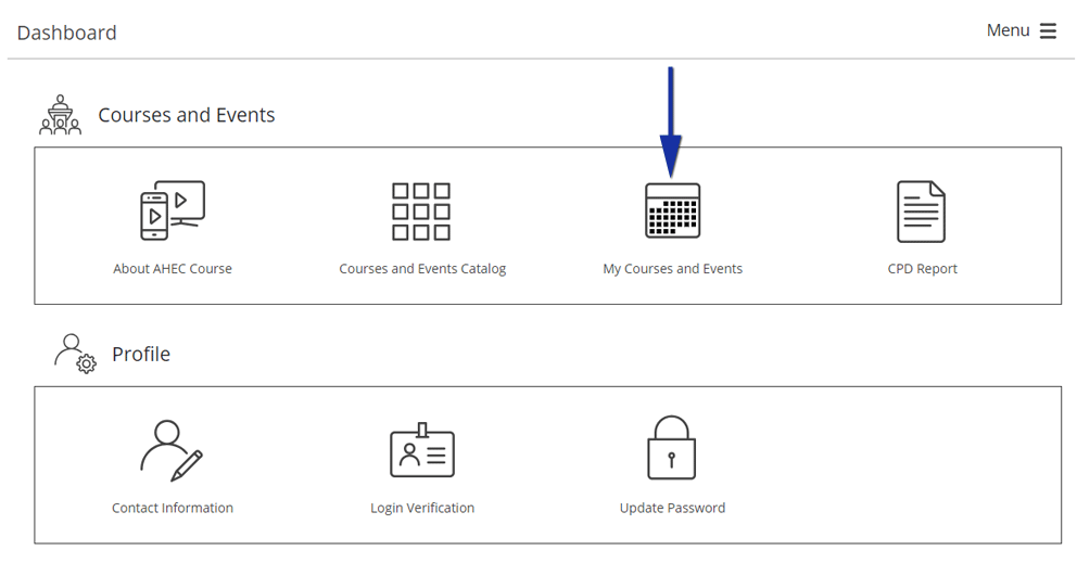 MyAHEC dashboard