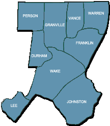 Wake AHEC service region map